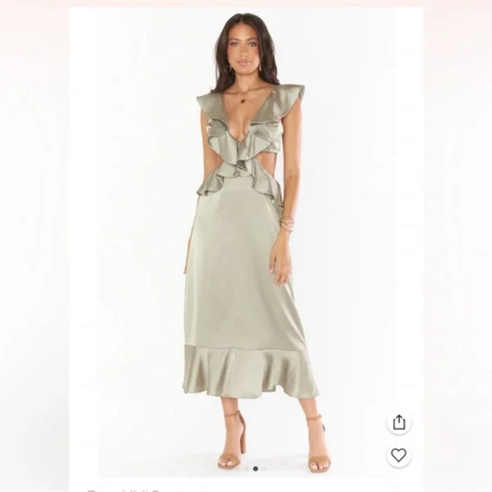 Show Me Your Mumu Zoey Midi Dress Moss Green NWT